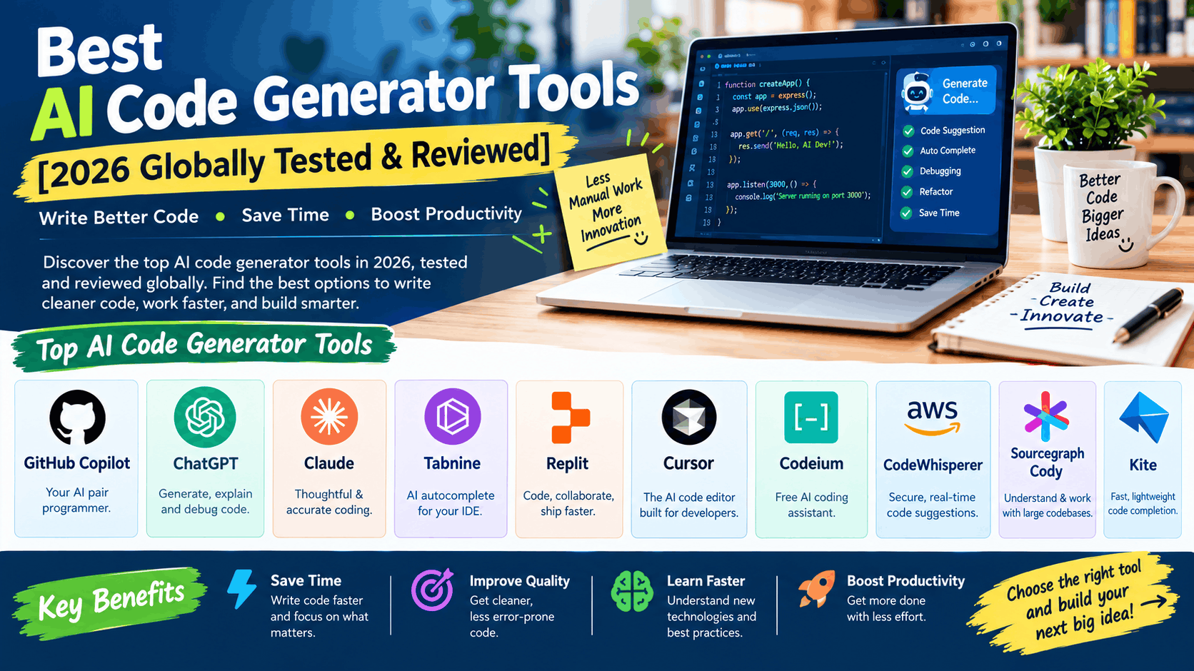 Best AI Code Generator Tools [2026 Globally Tested & Reviewed]